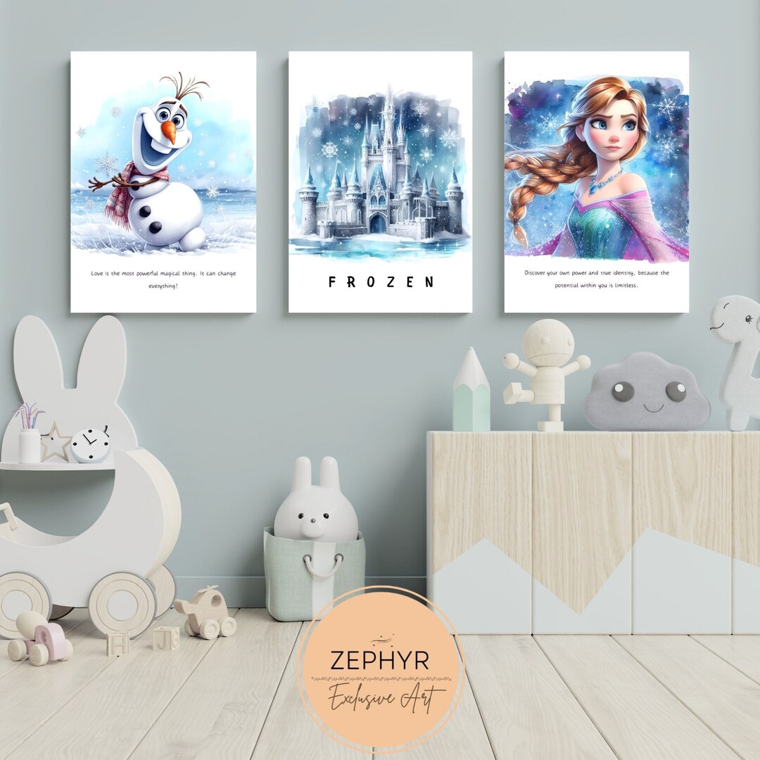 Set of 3 Frozen Nursery Wall Art, Olaf and Anna Frozen Wall Art