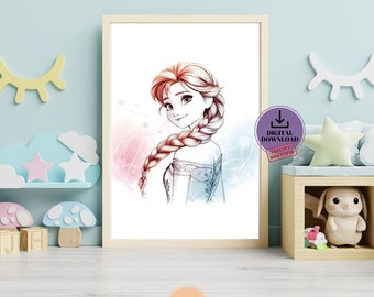 Frozen Nursery Art Prints: Olaf, Elsa, Anna (Digital Download)