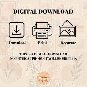May include: Digital download graphic with a download arrow, a printer, and a picture frame. The text reads "DIGITAL DOWNLOAD" and "THIS IS A DIGITAL DOWNLOAD NO PHYSICAL PRODUCT WILL BE SHIPPED."