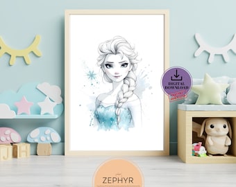 Zestaw 3 Frozen Wall Art do pokoju dziecięcego, Olaf Elsa Anna Frozen Wall Art, Dekoracja pokoju dziecięcego, Ekskluzywna Frozen Wall Art, Olaf Anna i Elsa Prints