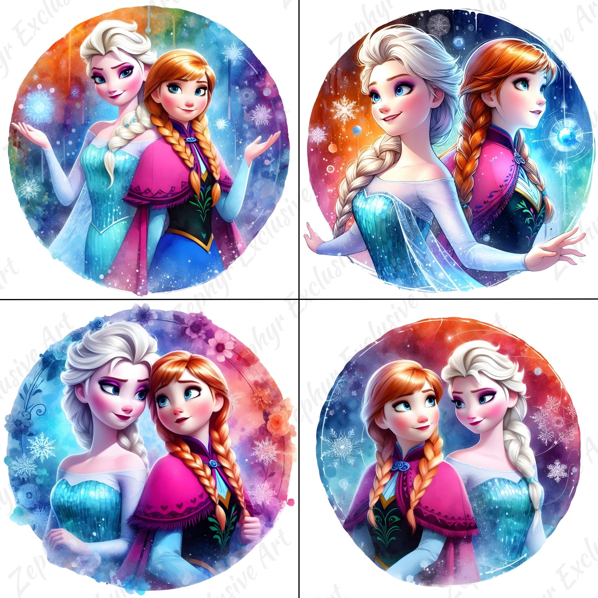 16 Elsa and Anna Frozen Watercolor Splash PNG Frozen Transparant PNG