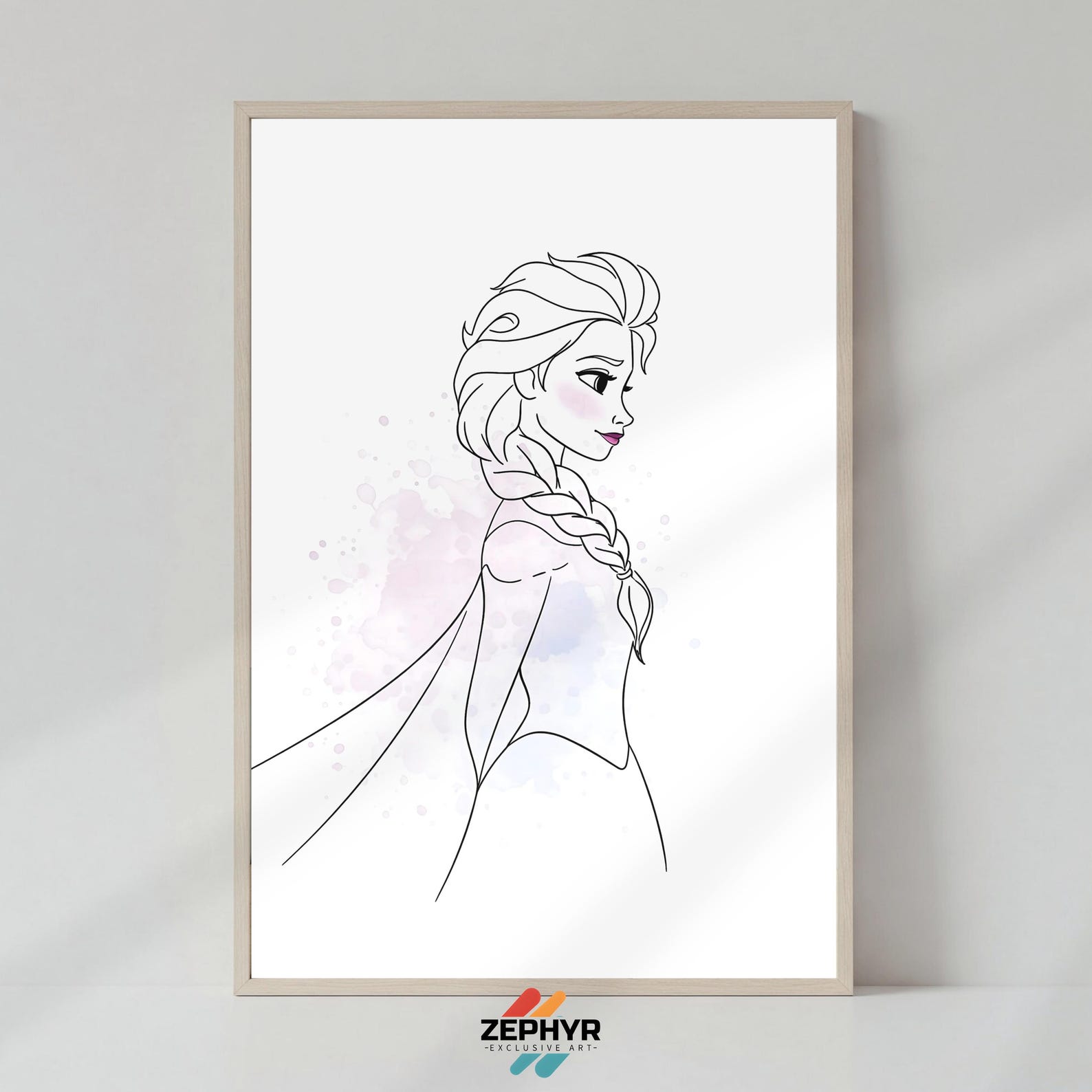 Elsa Line Art Print: Watercolor Frozen Nursery Decor (digital Download ...