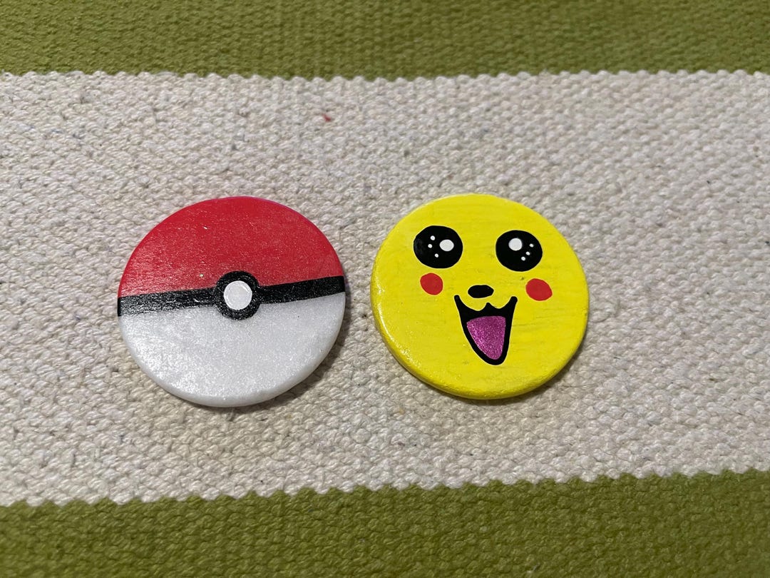Hand Painted Acrylic Pikachu or Pokéball Rock - Etsy