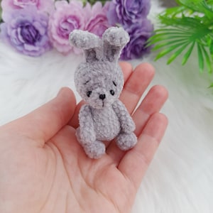 Blythe friend mini grey bunny. Cute stuffed little bunny. Teddy artist rabbit. Pocket plush pet. Gift for friends. Birthday, Christmas Gift.