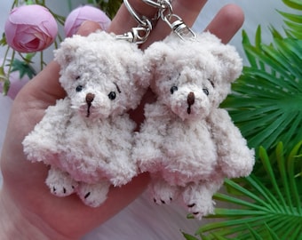 Pocket plushie bear. Tiny cute bear. Little soft teddy bear. Small stuffed bear animal. Mini Plushies. Christmas, New Year gift.