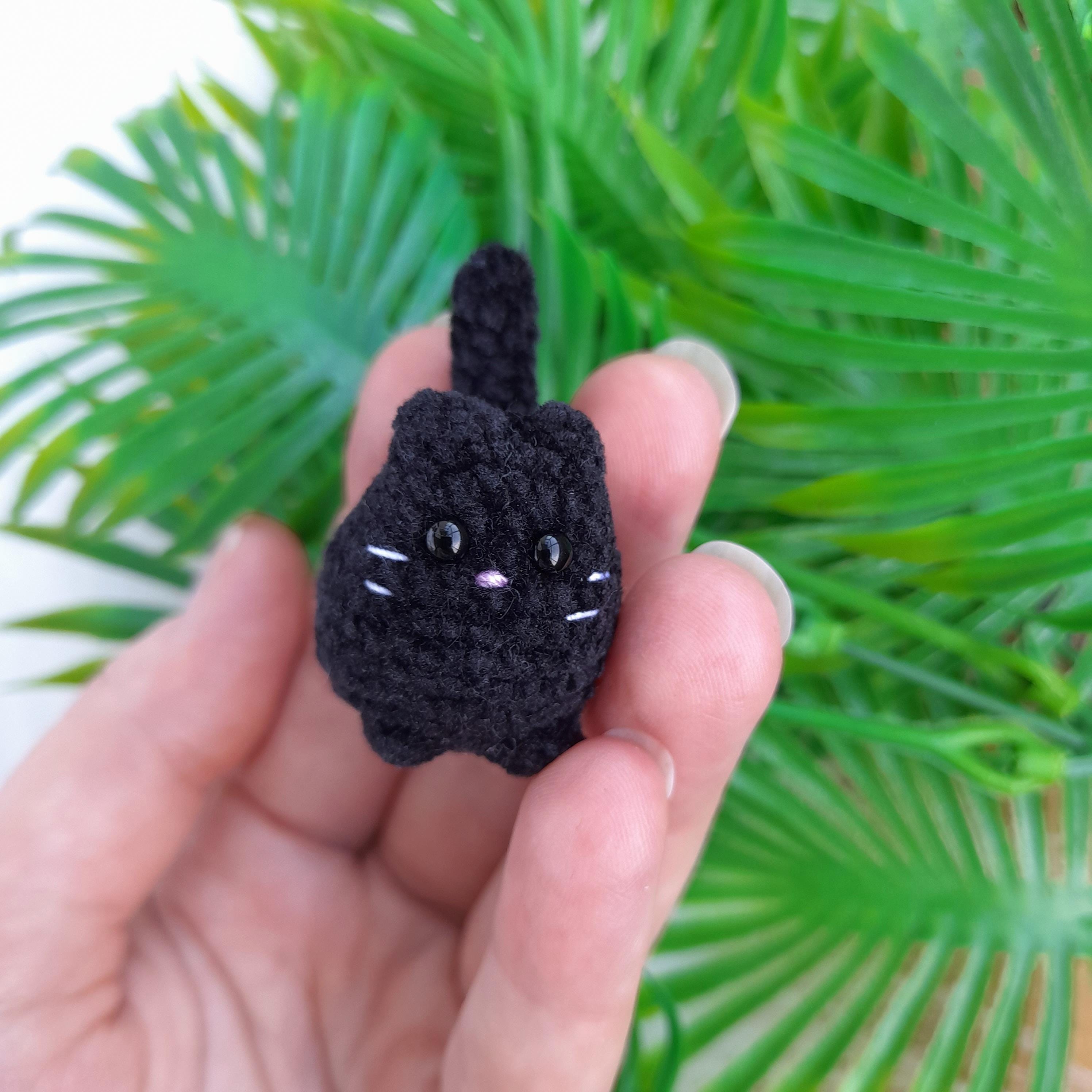 38 Black Cat Crochet Patterns for Amigurumi, Bags, Keychains, and Cozy Handmade Gifts 4 Tiny plush stuffed black cat. Small cute pocket Kitten.