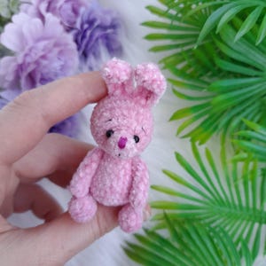 Blythe mini friend pink bunny. Cute stuffed little bunny. Collectible bunny.  Pocket plush pet. Gift for friends. Birthday, Christmas Gift.
