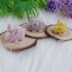 Mini crocheted plush cute bunny. Small rabbit pocket pet. Doll tiny pet. Gift for friend, grandchild, sibling. New Year, Birthday, Christmas