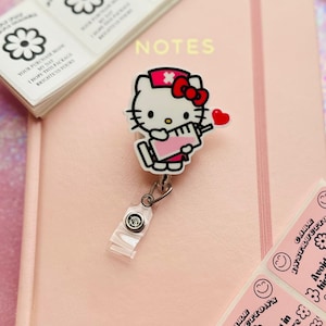 HK   Kitty badge reel, badge reel for nurse, HK badge reel, teacher badge reel, ITTech, cute cow badge reel