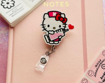 HK Kitty badge reel, badge reel for nurse, HK badge reel, teacher badge reel, ITTech, cute cow badge reel