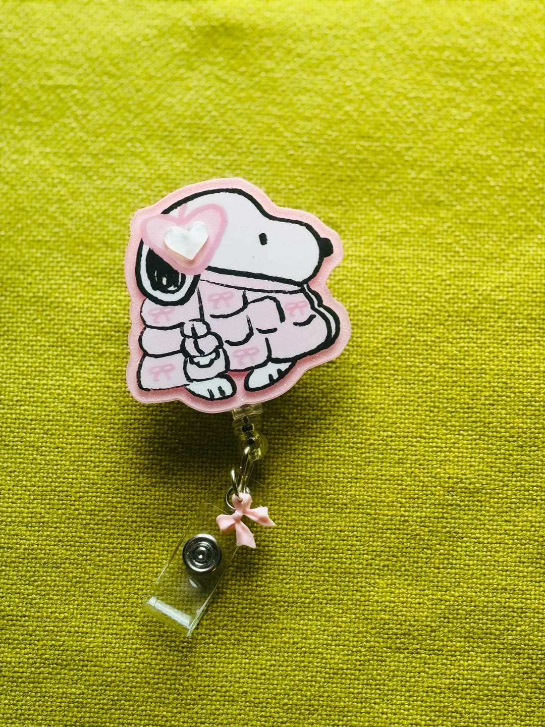 Snoopy Pink Gliter / Badge Reel/nurse Badge Reels / ID Holder Badge ...