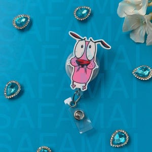 Cowarly dog badge reel, badge reel for nurse, badge reel, teacher badge reel, ITTech, cute badge reel