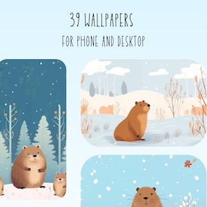 Capybara Cute Christmas Wallpaper Kawaii Winter Desktop 4K Christmas Wallpaper Aesthetic Phone Wallpaper Cute Capybara Love