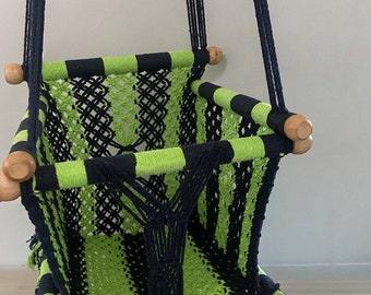 Adorable Boho Handmade Organic Cotton Macrame Baby Toddler Swing Chair