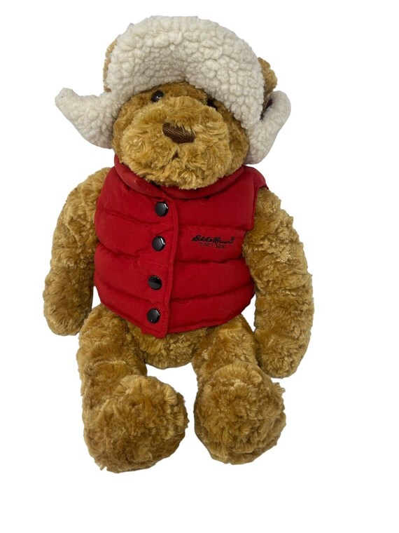 Eddie Bauer Gund 16 Plush Bear W red Vest Plaid Hunter Cap Outdoor Wilderness Etsy Denmark