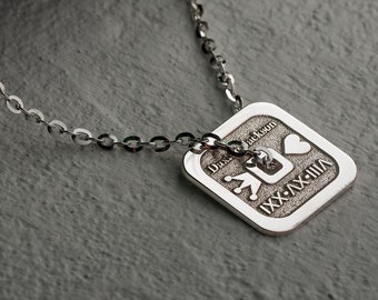 Custom Sterling Silver Bar Necklace for Men, Personalized Gift