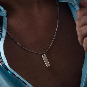 Color negro Expresa tu estilo con un collar personalizable de plata de ley 925 para hombre, collar de barra, regalos de Navidad, regalo para papá