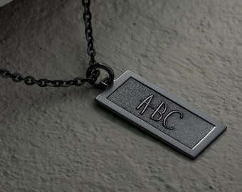 Customizable Sterling Silver Bar Necklace - Personalized Men's Gift