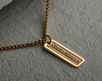 Custom Sterling Silver Bar Necklace, Personalized Nameplate Pendant