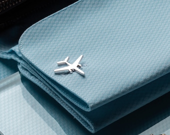 Boutons de manchette avion en argent sterling : cadeau aviation pour lui