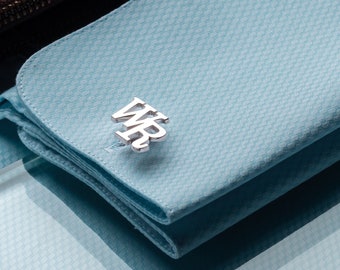 Sterling Silver Initial Cufflinks, Personalized Groom Wedding Gift