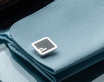 Sterling Silver Enamel Square Initial Cufflinks: Personalized Groomsmen Gift