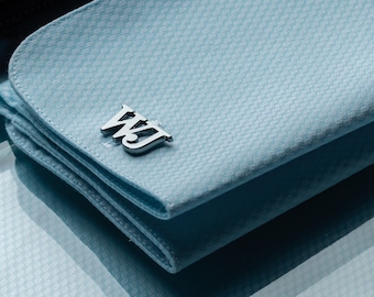 Sterling Silver Initial Cufflinks: Personalized Wedding Groomsmen Gift