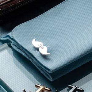 Sterling Silver Mustache Cufflinks, Novelty Cufflinks, Custom Cufflinks, Engraved Cufflinks, Mens Cufflinks, Groomsmen Cufflinks