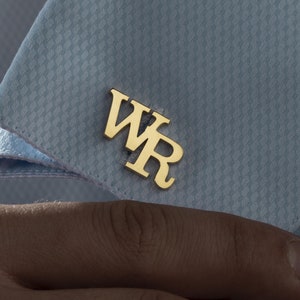 Joyas para bodas, gemelos con letras bañadas en oro de 18 k, gemelos personalizados, gemelos para compañeros de piso, regalo de boda para ella, regalo para papá