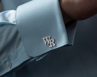 Sterling Silver Initial Cufflinks: Personalized Wedding Groomsmen Gift