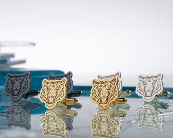 Roar in Style: Silver Tiger Cufflinks for Men wedding cufflinks animal cufflinks silver cufflinks cat cufflinks mens cufflinks gift for him