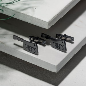 Black Master the Style Chef Butcher Knife Cufflinks for Men chef cufflinks men&#39;s cufflinks silver cufflinks Chef Butcher Knife