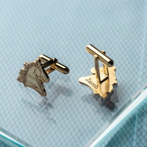 Gold Plated Horse Cufflinks: Personalized Wedding Groomsmen Gift