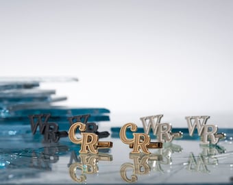 Sterling Silver Initial Cufflinks: Personalized Wedding Groomsmen Gift