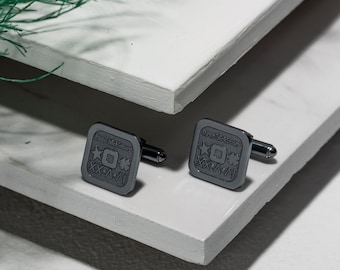 Black Square Initial Cufflinks: Personalized Wedding Groomsmen Gift
