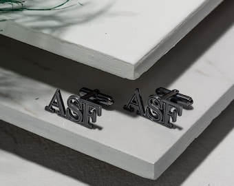 Sterling Silver Letter Cufflinks: Engraved Wedding Groomsmen Gift