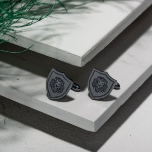 Black Silver Shield Cufflinks, Vintage Cufflinks, Mens Jewelry, Groomsmen Cufflinks, Gift for Him, Mens Cufflinks, Personalized Cufflinks