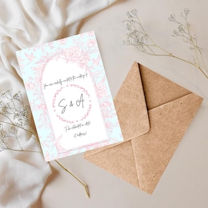 Bridgerton Style Wedding Invitation Template | Vintage Floral Digital Invite | Editable Writing and Font