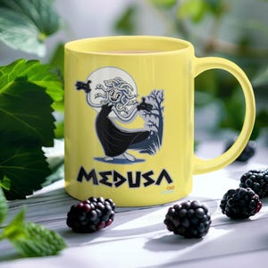 Clipart de Medusa con manguera de goma: Ilustración de monstruo griego de dibujos animados vintage. Descarga digital de Medusa.