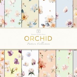 12 Orchid Seamless Patterns Digital, Floral Digital Prints, Orchid Digital Scrapbooking Paper, Orchid Digital Wallpaper, Orchid Seamless PNG