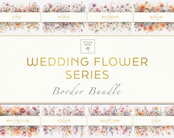 Floral Border Clipart Bundle, Wedding Clipart Border, Flower Border Digital Art, Flower Digital Frames, Flower Clipart, Floral Digital Art