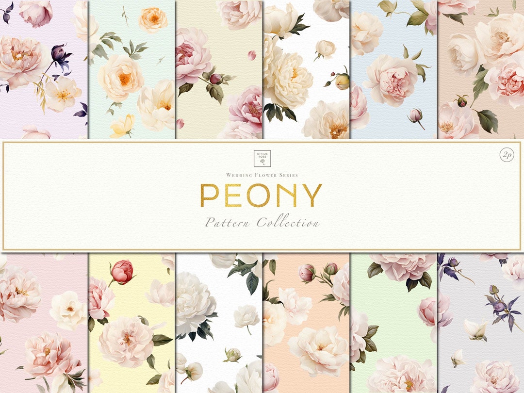 12 Peony Seamless Patterns Digital, Floral Digital Prints, Digital ...