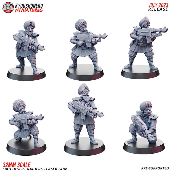 Kyoushuneko Miniatures - Sikh Desert Raider Laser Gun Crew x5 Pack