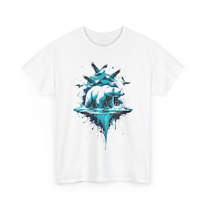 Artistic Polar Bear Graphic Tee: Eco-Friendly Unisex Cotton Shirt