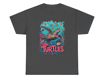 Camiseta unisex de algodón "Salven a las tortugas": ropa para la conservación del océano