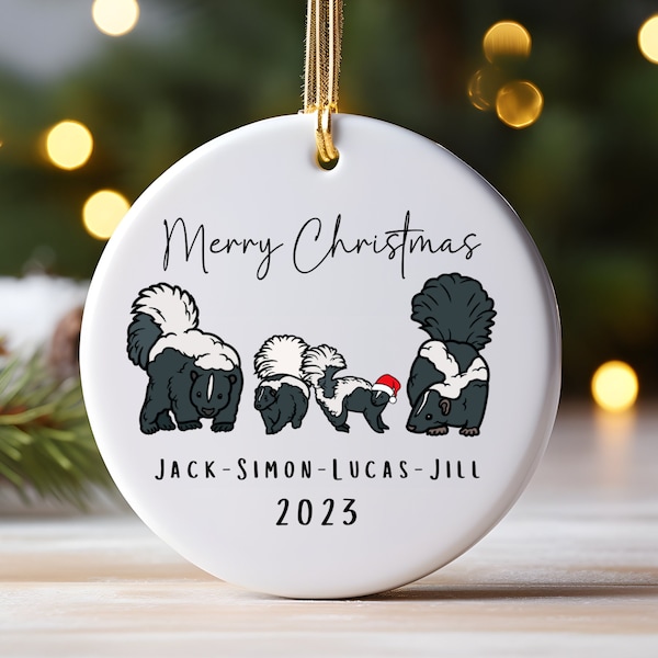 Personalized Skunk Family Ornament for Christmas Gift