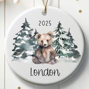 Personalized Bear Christmas Ornament Custom Bear Cub Christmas Bear Gift