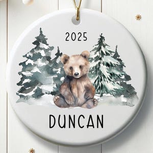 Personalized Bear Christmas Ornament Custom Bear Cub Christmas Bear Gift