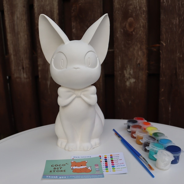 Large 'JIJI CAT' inspired Handmade Money Bank DIY Kit |Craft set|Ceramic craft kit|Birthday present|Studio Ghibli|Kikis delivery service