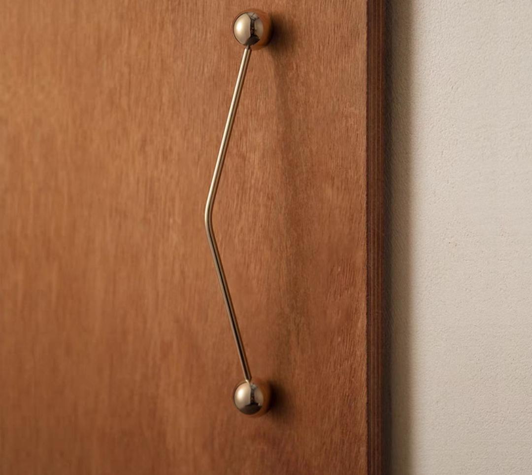 Modern Curved Silver Handle, Solid Brass Wardrobe Pull, Decorative Drawer Cabinet Decor